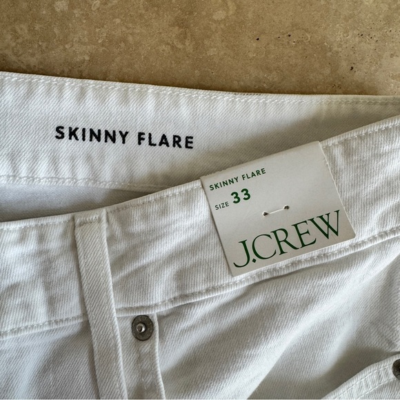 J Crew White Skinny Flare Jean Womens Size 33 High Waist Slimming - Picture 13 of 16